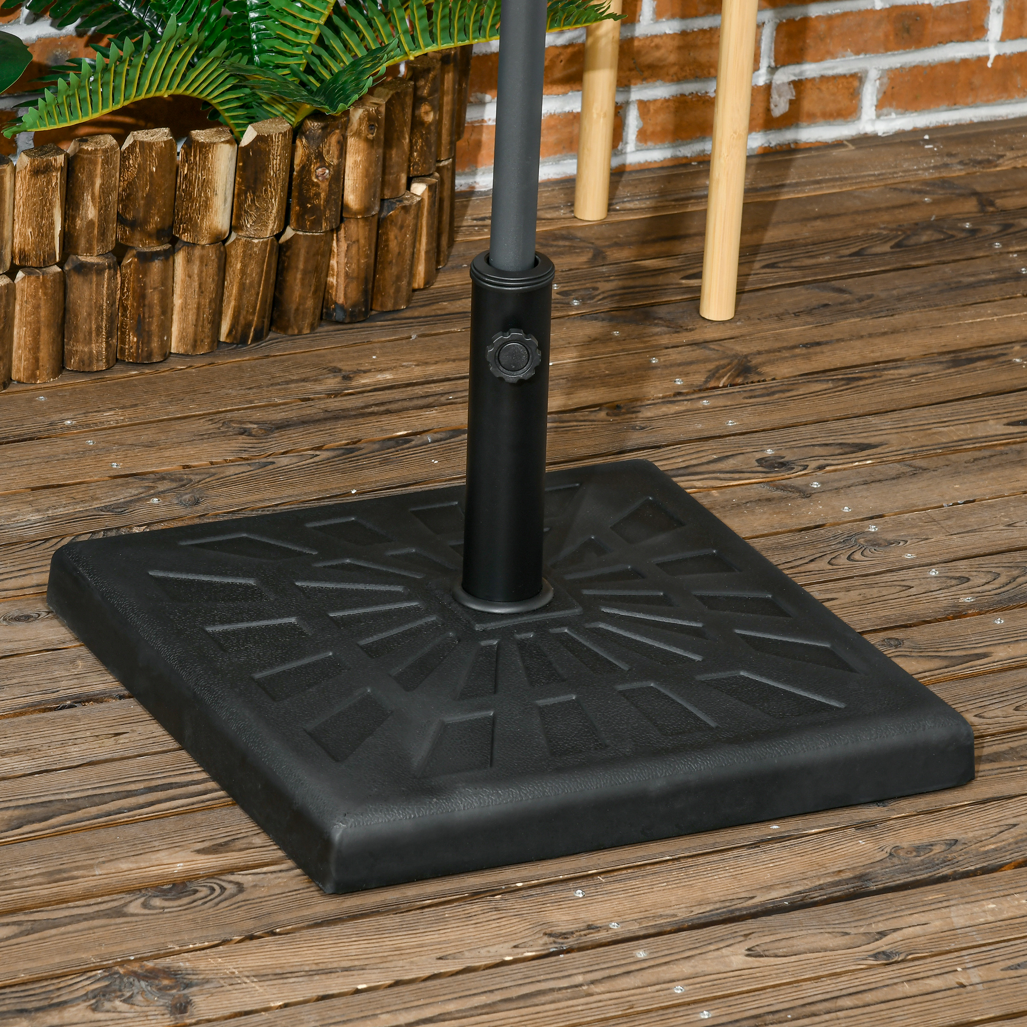Base de resina Outsunny para guarda-sol, 19 kg, compatível com mastros de Ø32/38/48 mm, para jardim, terraço ou pátio, 51x51x32 cm, preta.