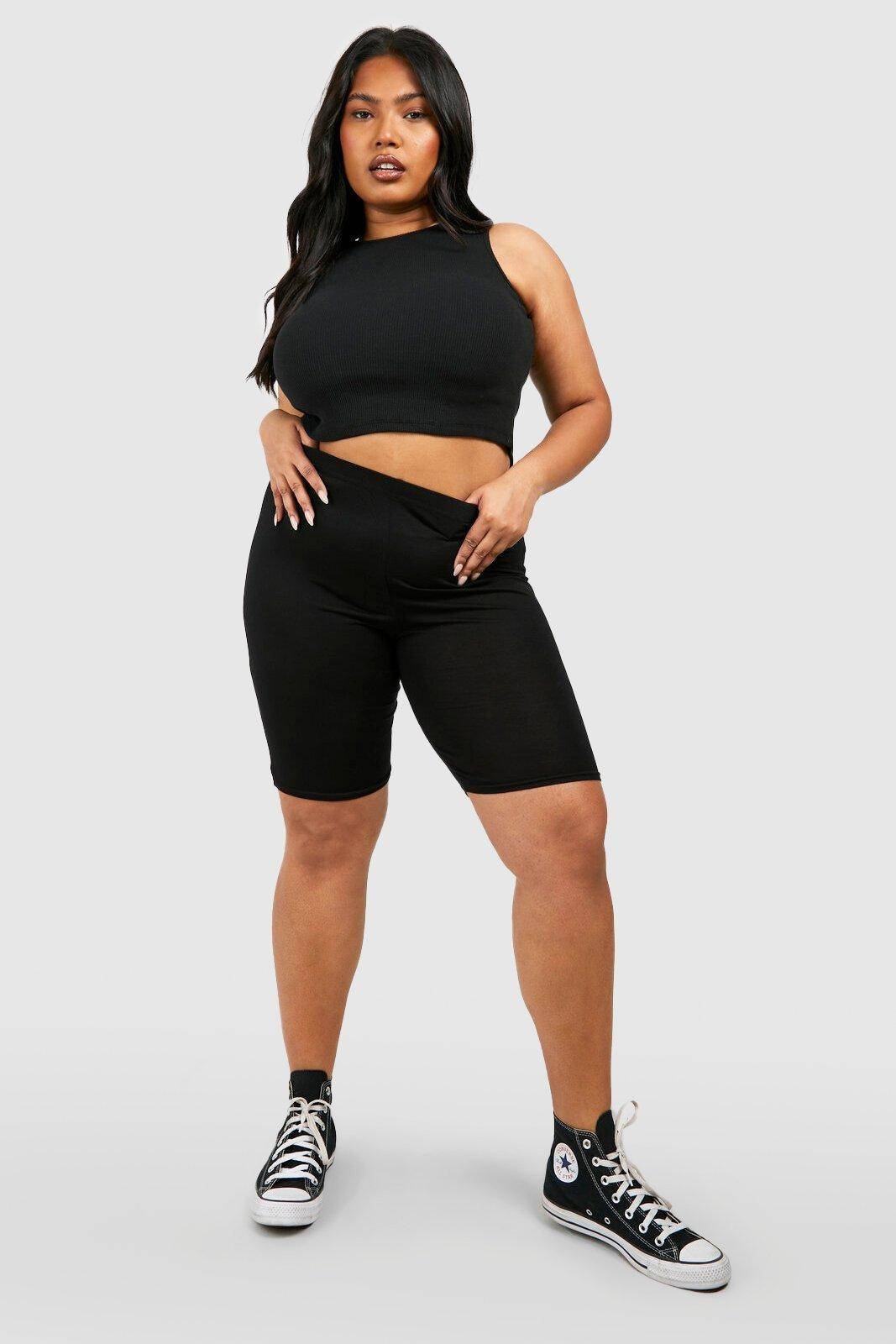 boohoo Plus Basic Jersey Longline Cycling Shorts