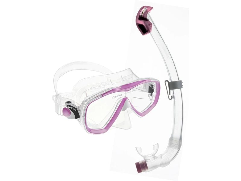 CRESSI Estrella   Seal Dry Snorkel Combo Clear/Pink Schnorchel-Set