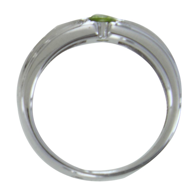 Bague Argent Rhodié Large Péridot Rond