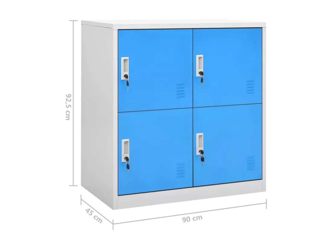 Armoires à casiers 2 pcs Gris clair et bleu 90x45x92,5 cm Acier