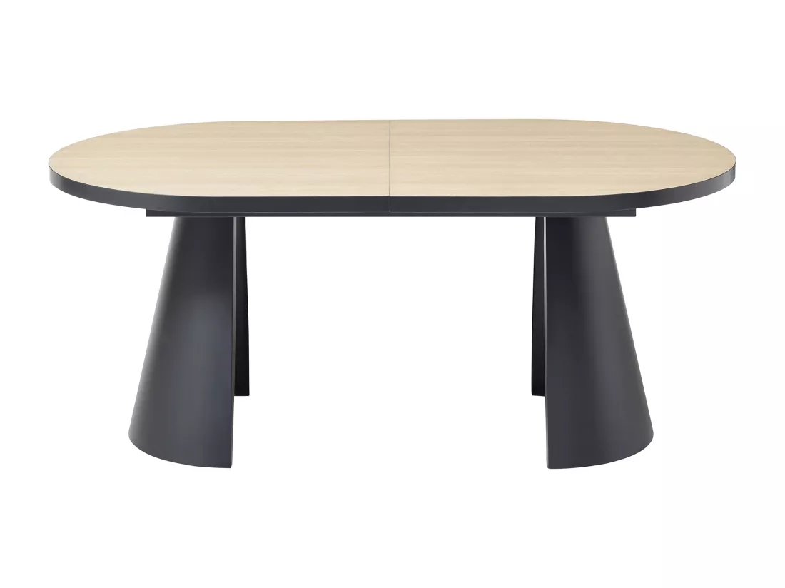 Table à manger extensible 6 à 10 personnes en MDF et métal - Naturel clair et Noir - KORIZEA