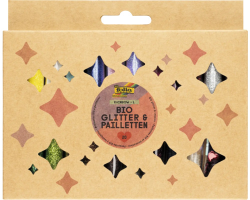 Organische glitter & pailletten set Regenboog L 20 blikjes