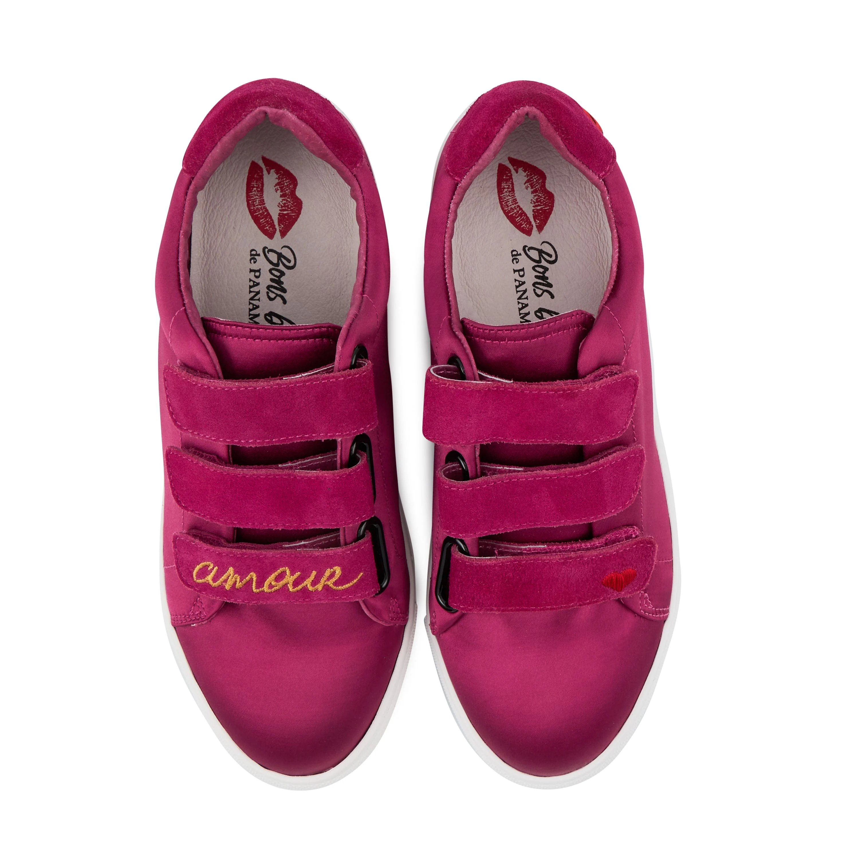 EDITH SATIN AMOUR FRAMBOISE - Sneakers en cuir | Rose