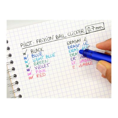Pilot Frixion Ball Clicker - Pack de 12 rollers effaçables - 0,7 mm - bleu