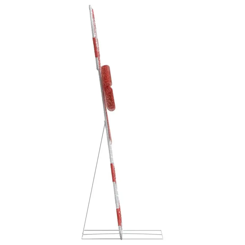 vidaXL - Kerstdecoratie zuurstok met LED's 49x85 cm - Rood en wit - Stof