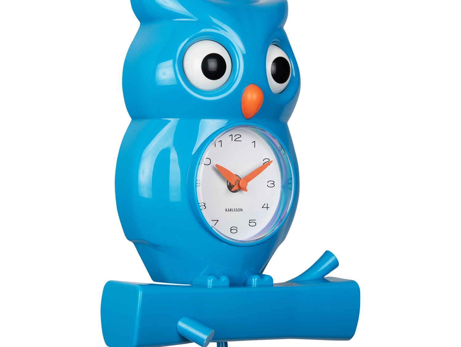 Wall clock Owl pendulum ABS bright blue
