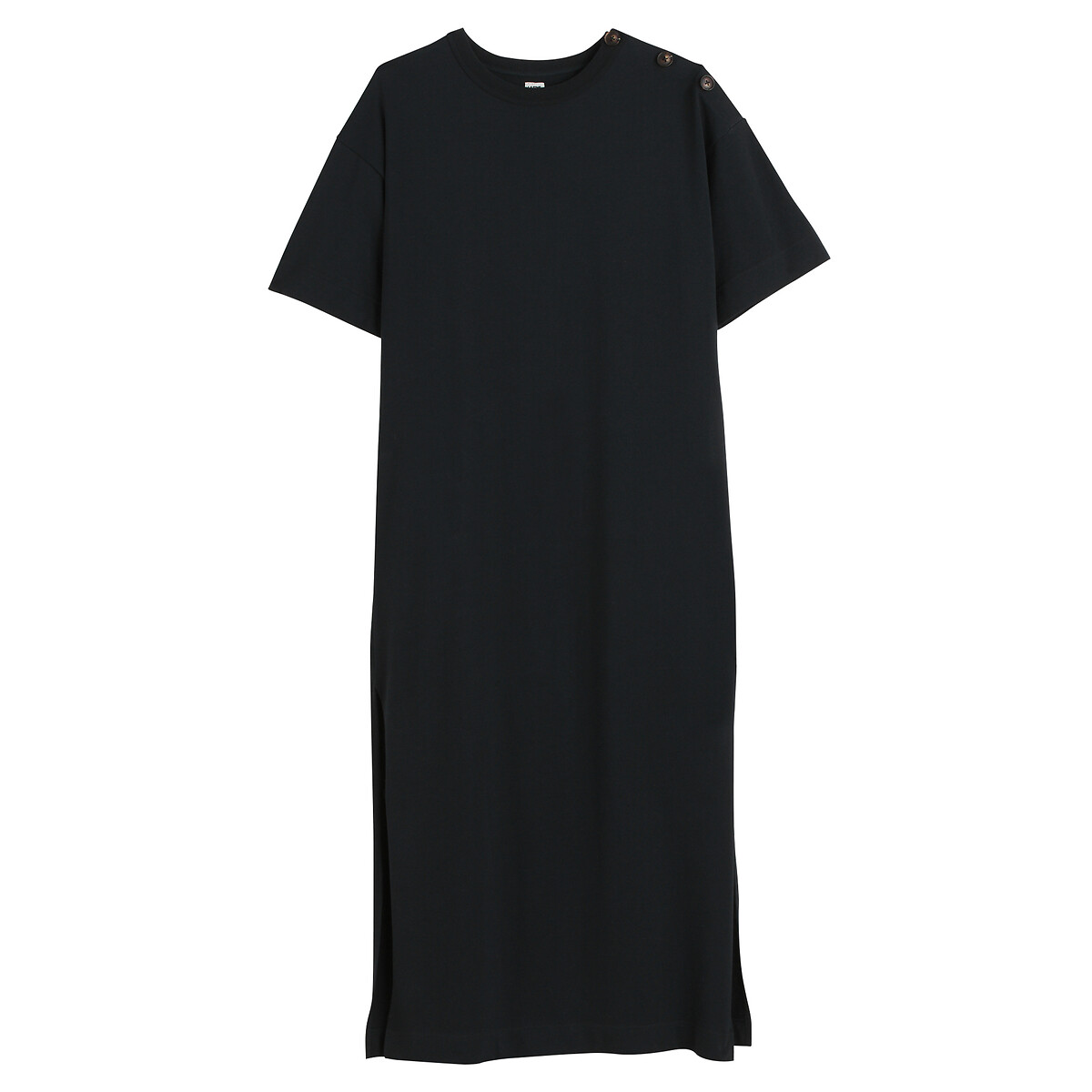 COLEÇÃO LA REDOUTE<br>Vestido longo em jérsei, fechamento com botão no ombro