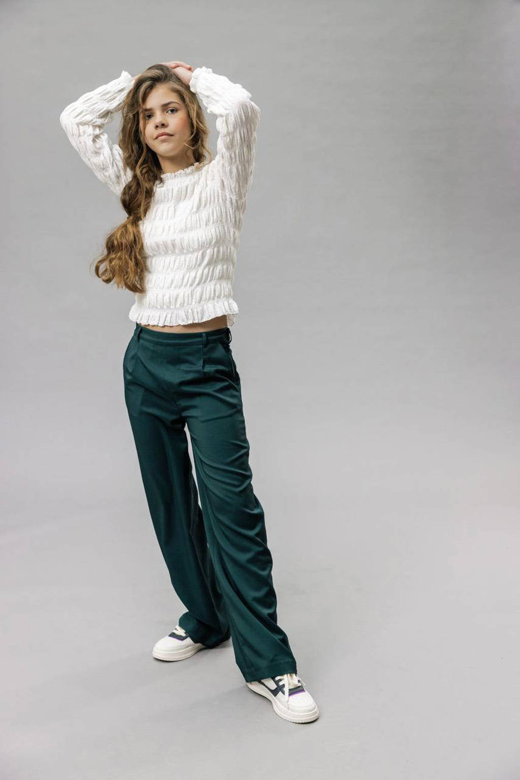 LOOXS high waist loose fit broek donkergroen