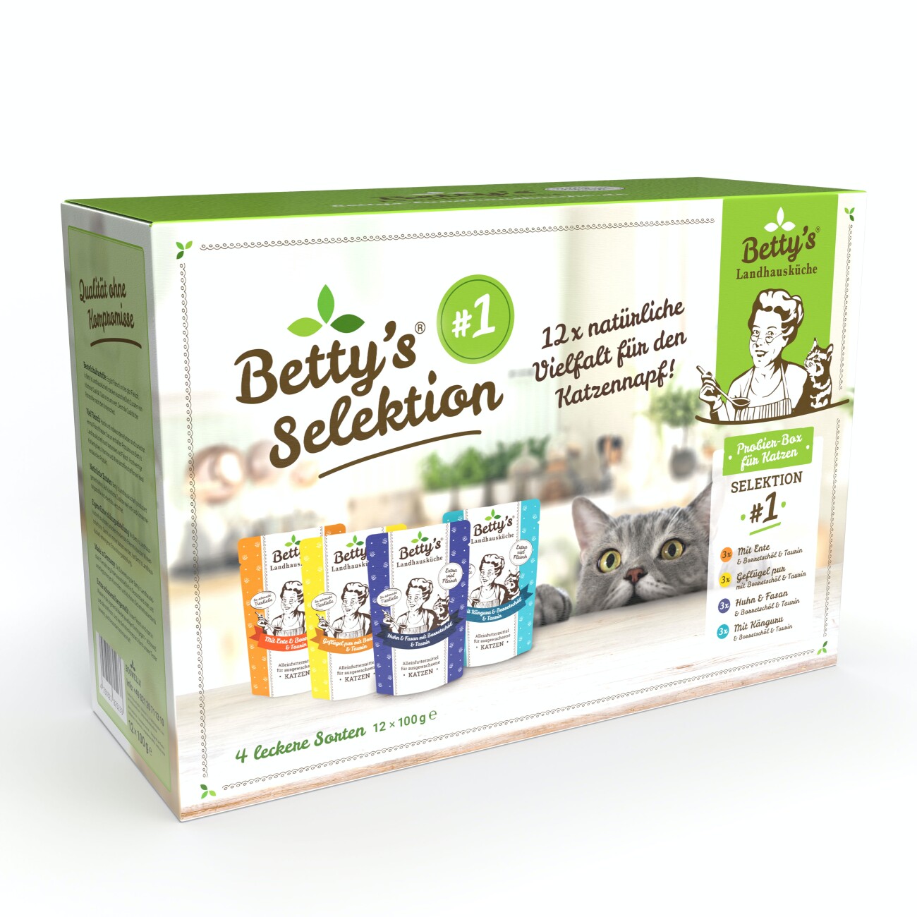 Betty's Landhausküche Selektion Nr.1 Frischebeutel 12 x 100g für Katze