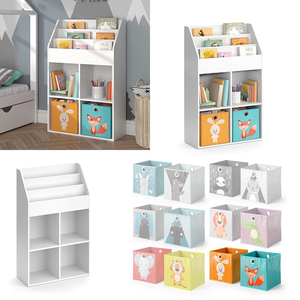 Vicco Kinderregal Bücherregal Aufbewahrungsregal Luigi Weiß Ablage Faltbox bunt