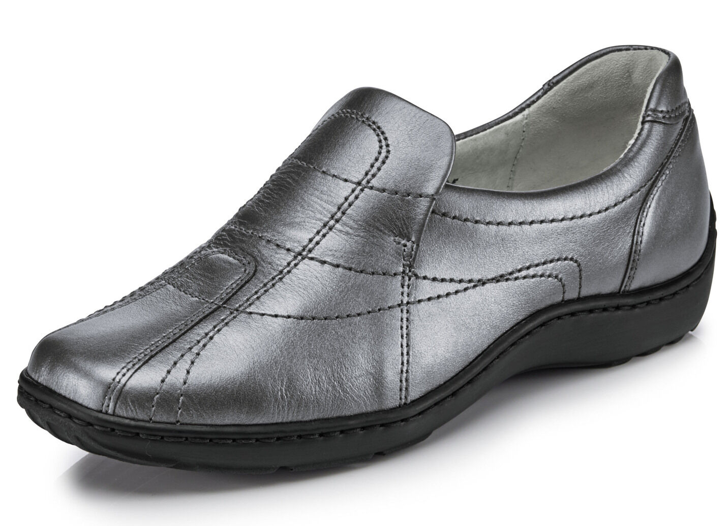 Waldläufer, bequeme Damen-Slipper, Weite H, mit herausnehmbarem Fussbett