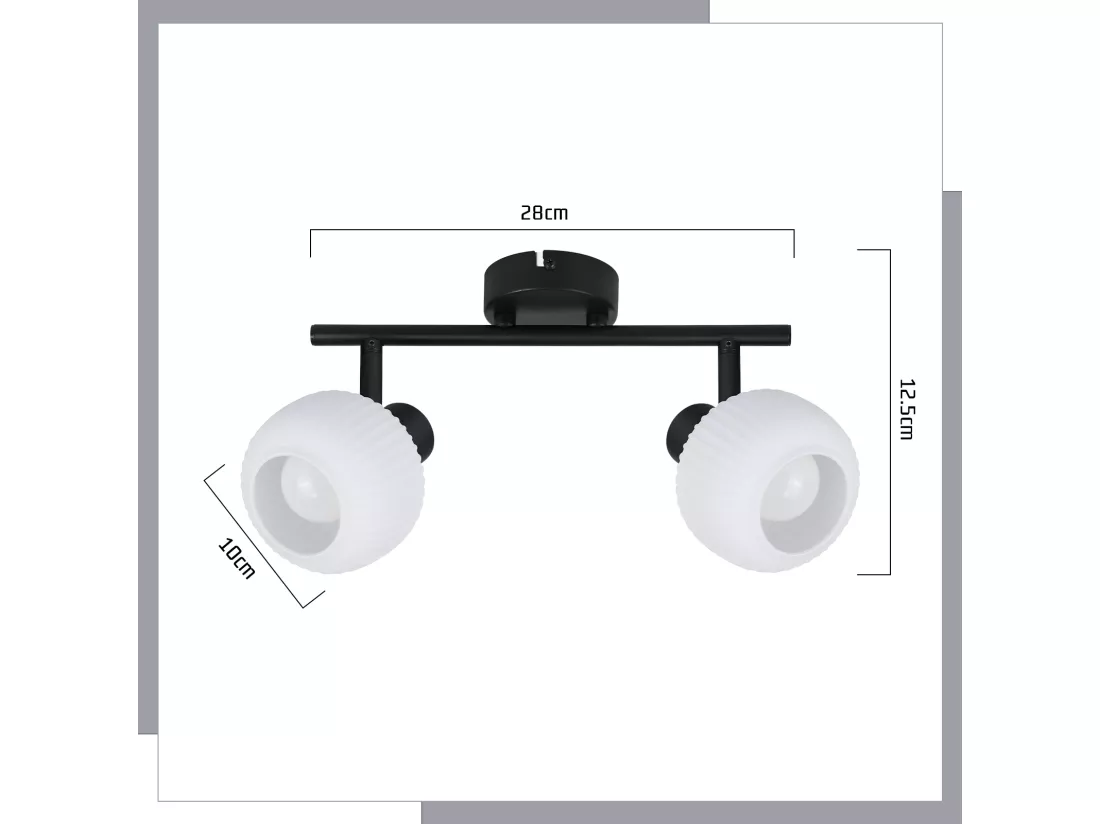 NETTLIFE Spot de plafond noir E14 intérieur vintage abat-jour en verre spot