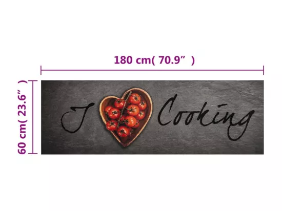 Tapis de cuisine lavable texte Cooking 60x180 cm velours
