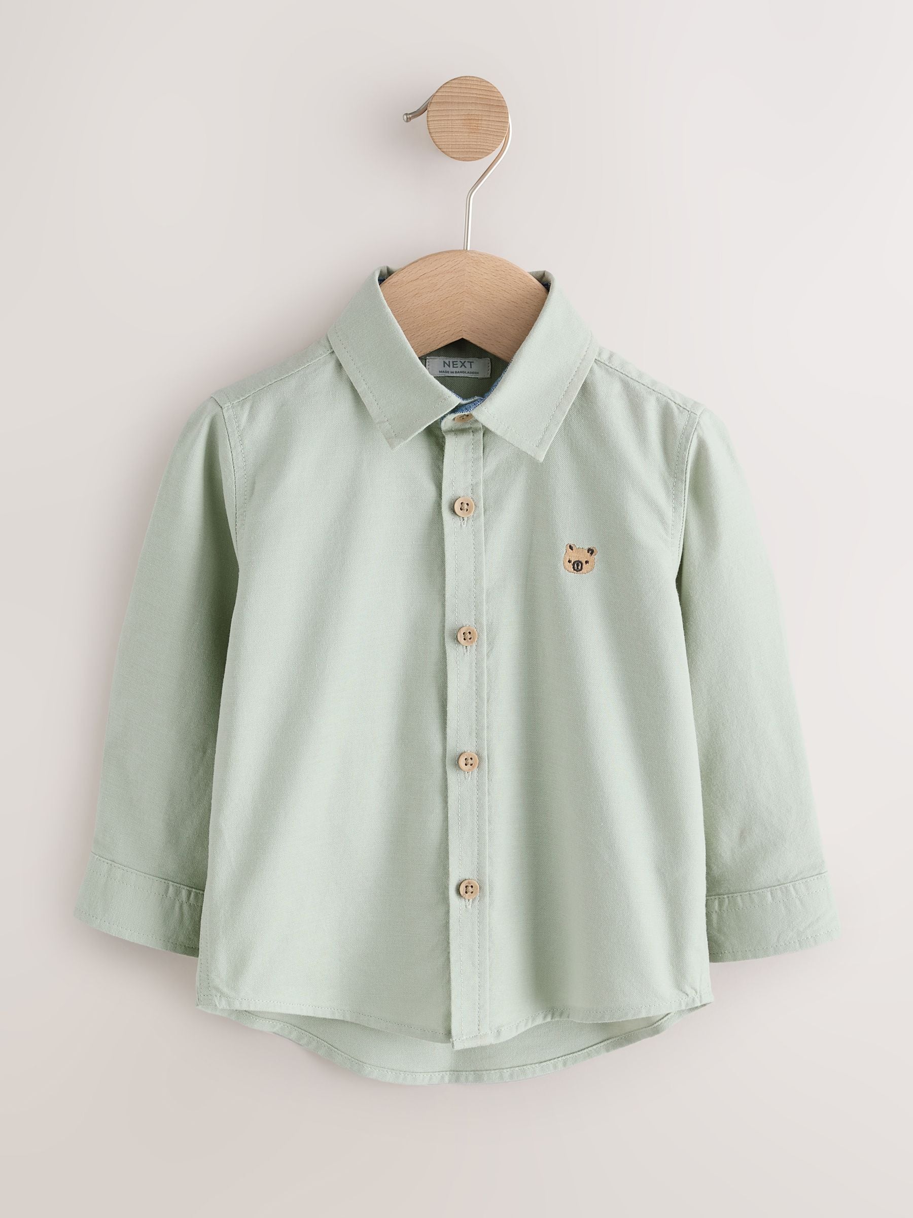 Groen met figuurtjes - Oxford-overhemd met lange mouwen (3 mnd-7 jr)
