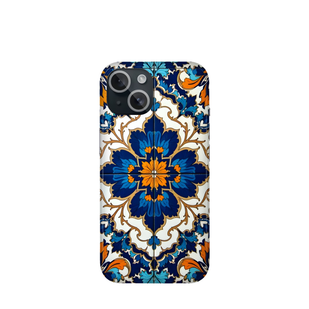 iPhone 15 Kunststoff Hülle Majolika Royale - Blau