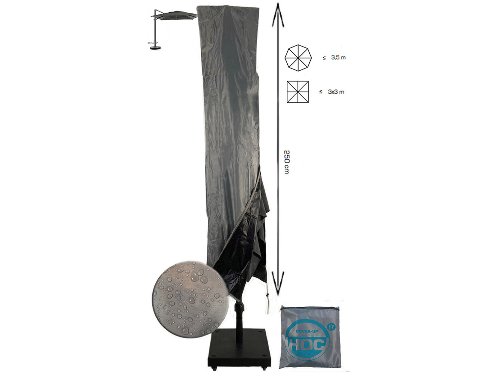 CUHOC Diamond Label 250x55x60 parasolhoes