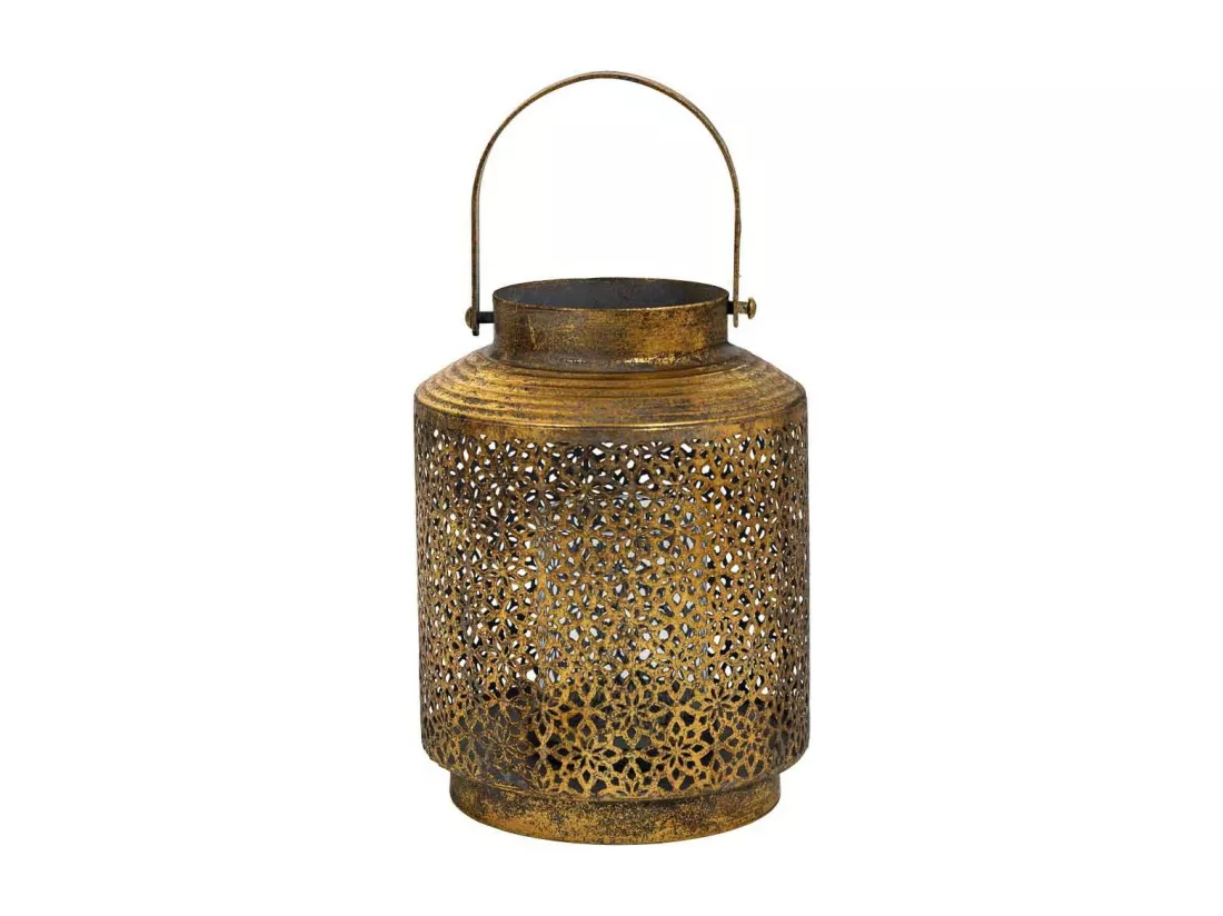 Bougeoir en métal doré 16x16x21h