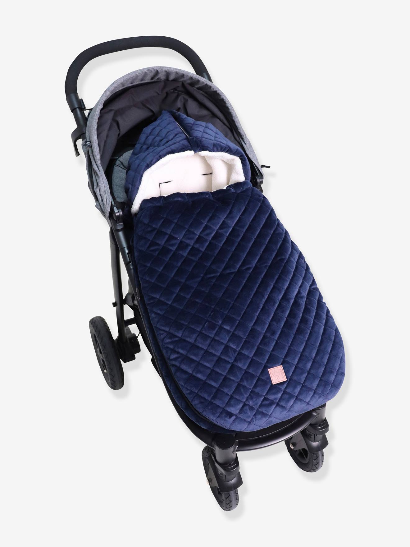 Bolsa de carrinho de bebê KAISER grande com capuz de veludo na cor azul escuro lisa