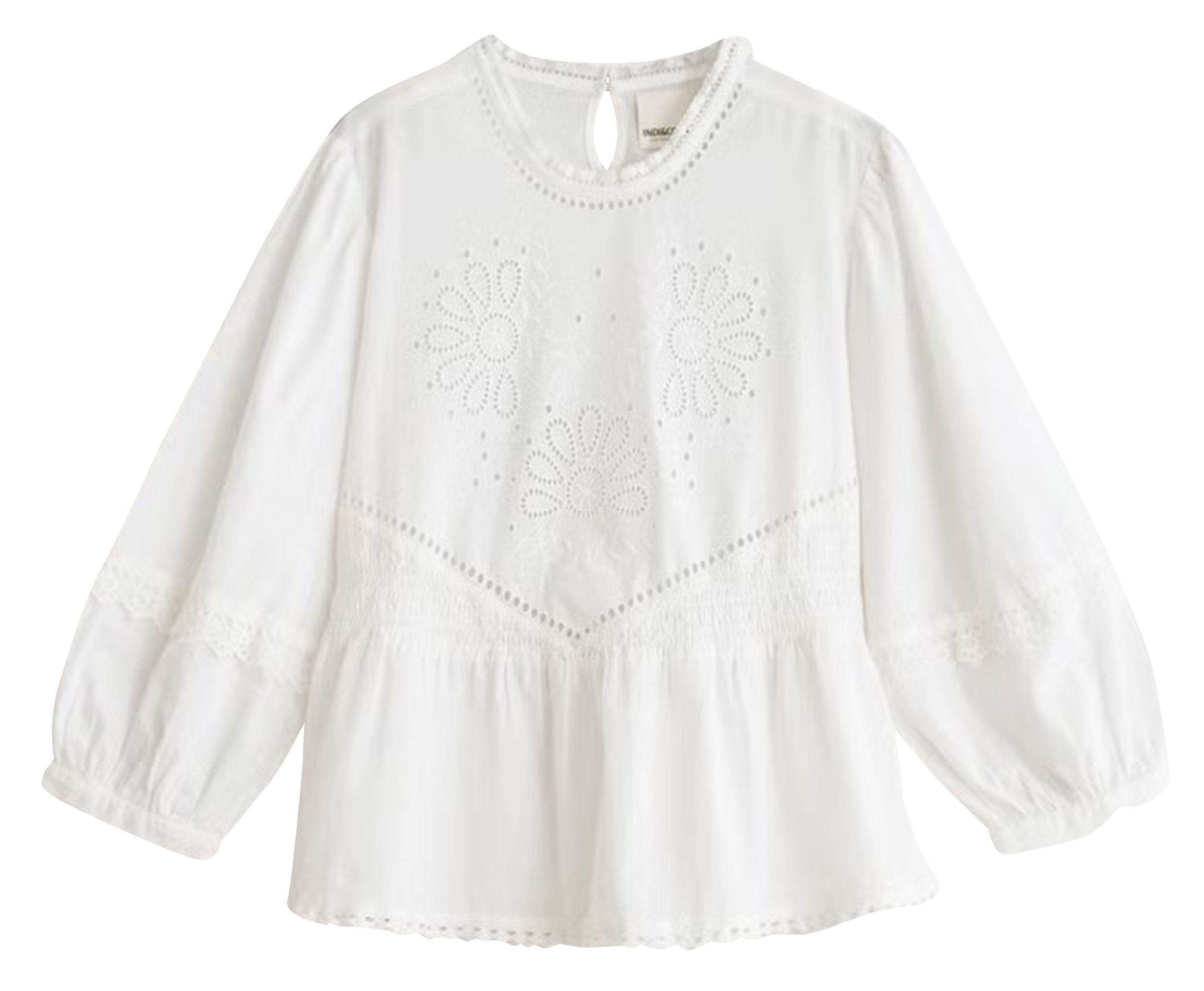 Blouse col rond en coton | Blanc