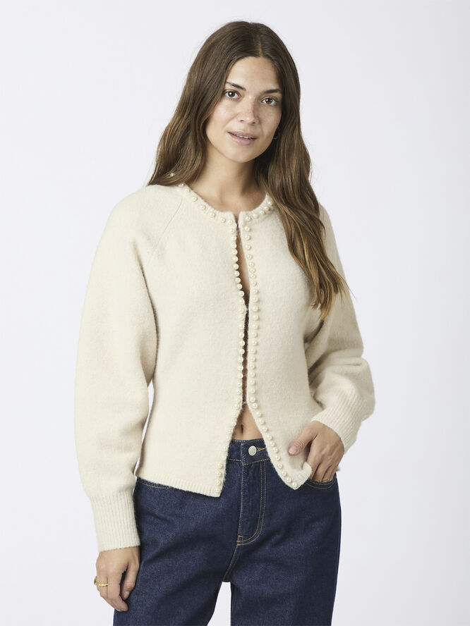 Neo Noir Lilly Pearl Knit Cardigan Ivory