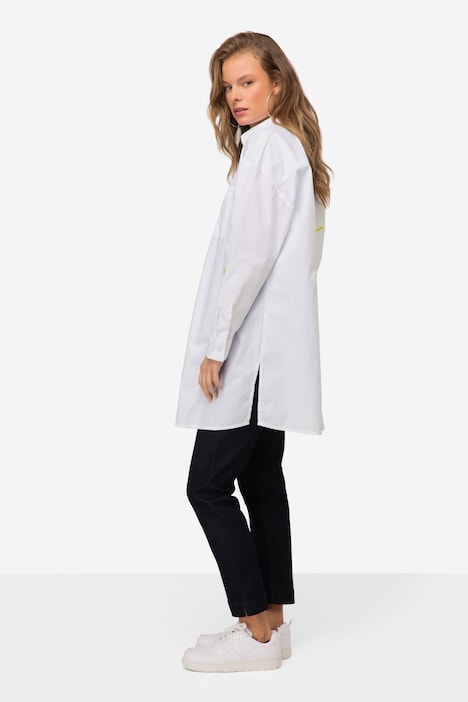 Long Bluse, Hemdkragen, Langarm