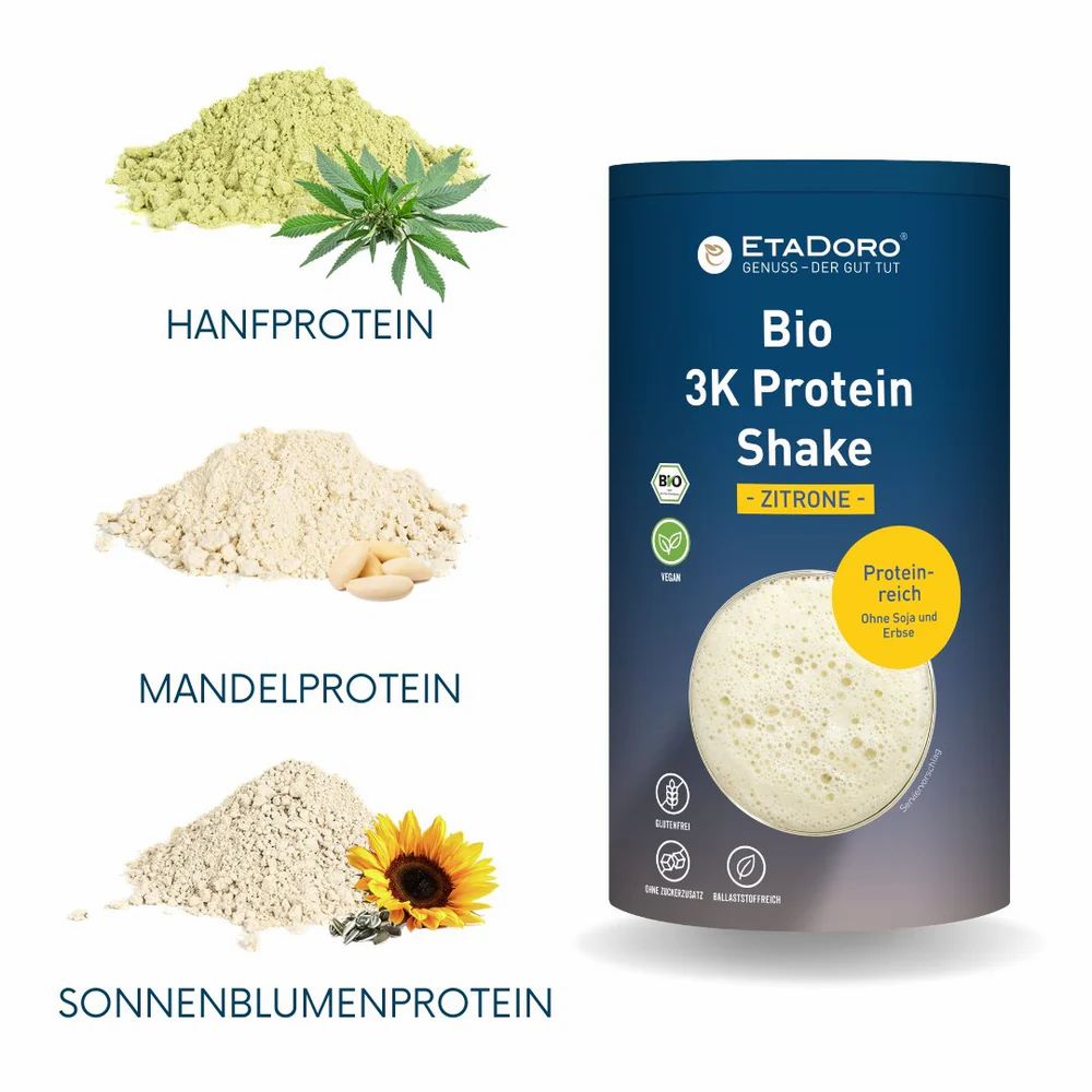 ETADORO Bio 3K Protein Shake vegan Zitrone