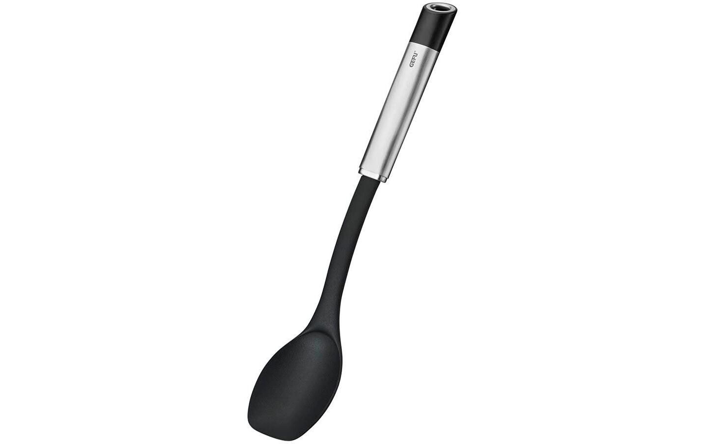 Kochlöffel Primeline 33.3 cm, Schwarz/SilberKochlöffel mit ergonomischem Griff
