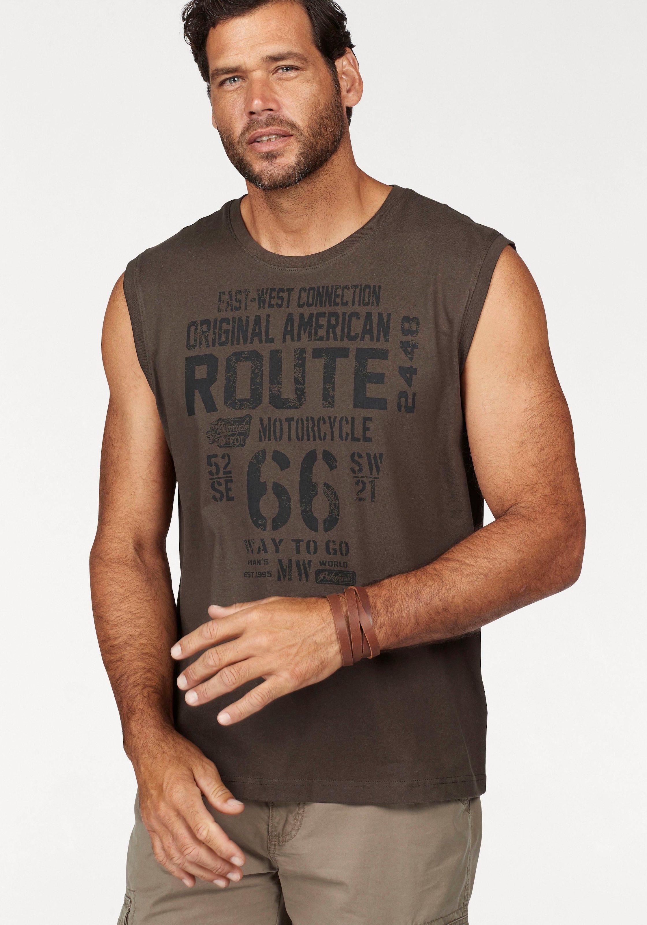 Man's World Muscleshirt , ärmellos,  bedruckt,  Rundhalsausschnitt,  aus 100% Baumwolle