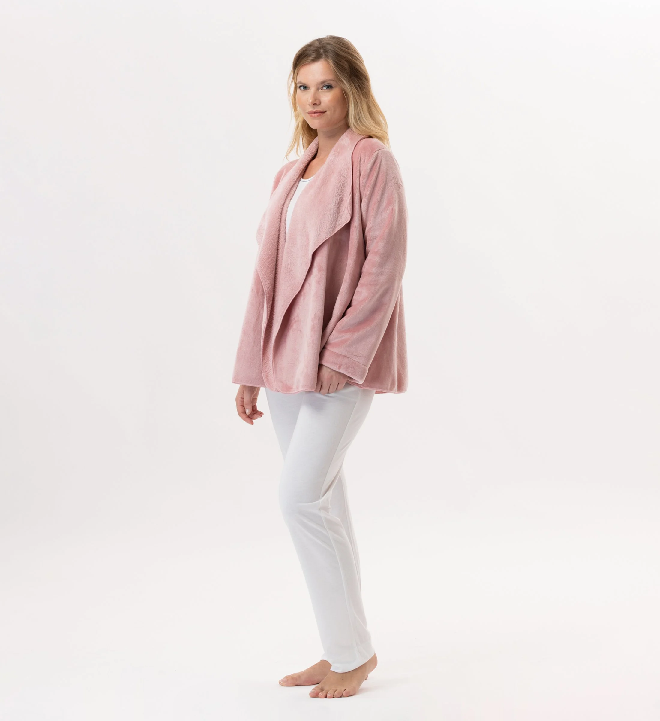 ESSENTIEL 873 - Veste en peluche flanelle | Rose