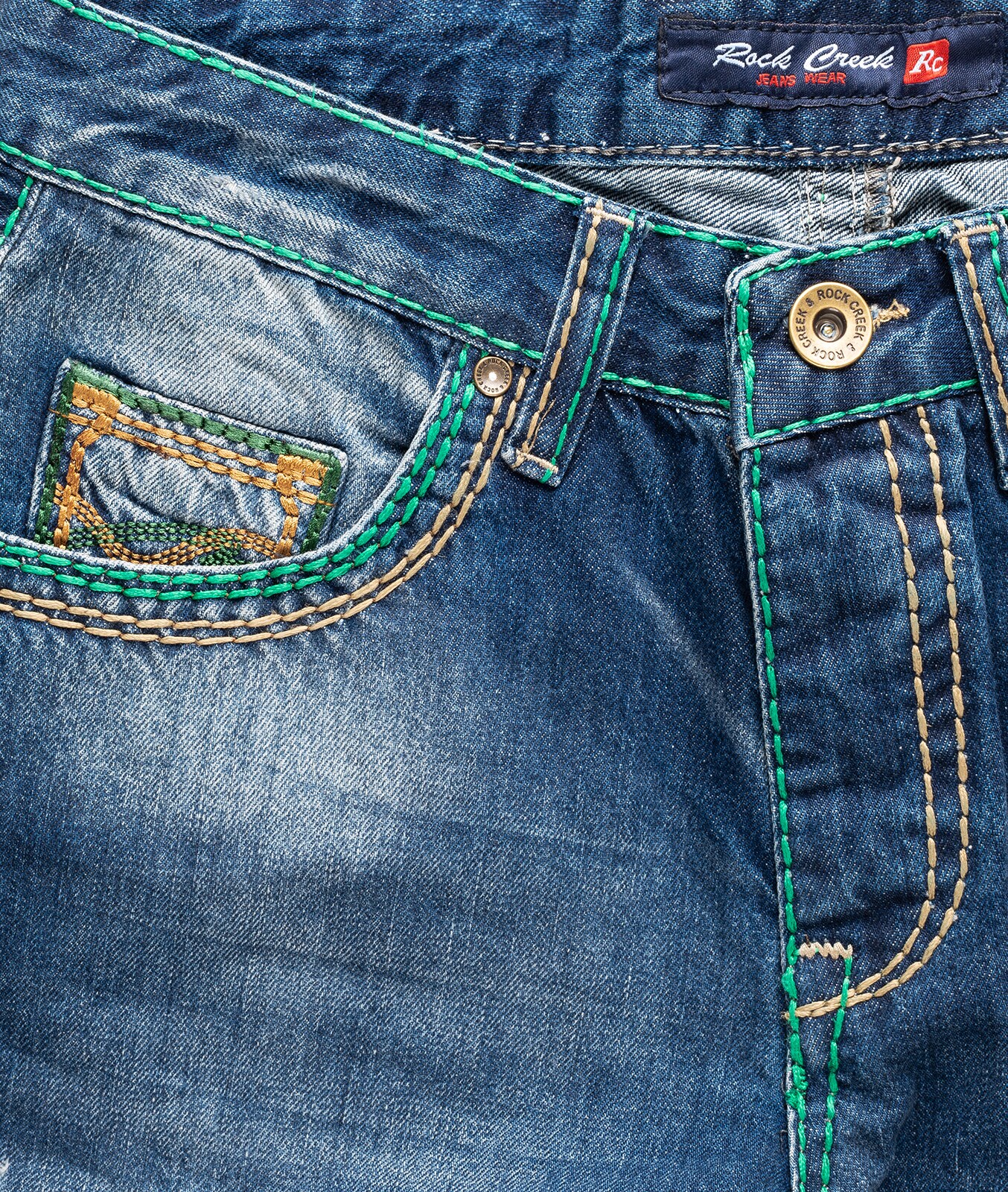 Rock Creek Jeans Comfort Fit dicke Nähte Loose Fit