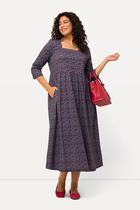 Jerseykleid, Herzen, Carree-Ausschnitt, 3/4-Arm