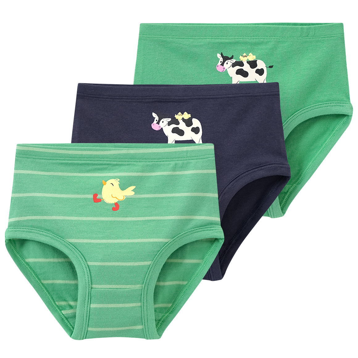 Topomini 3 Baby Slips mit Tier-Motiven grün / dunkelblau