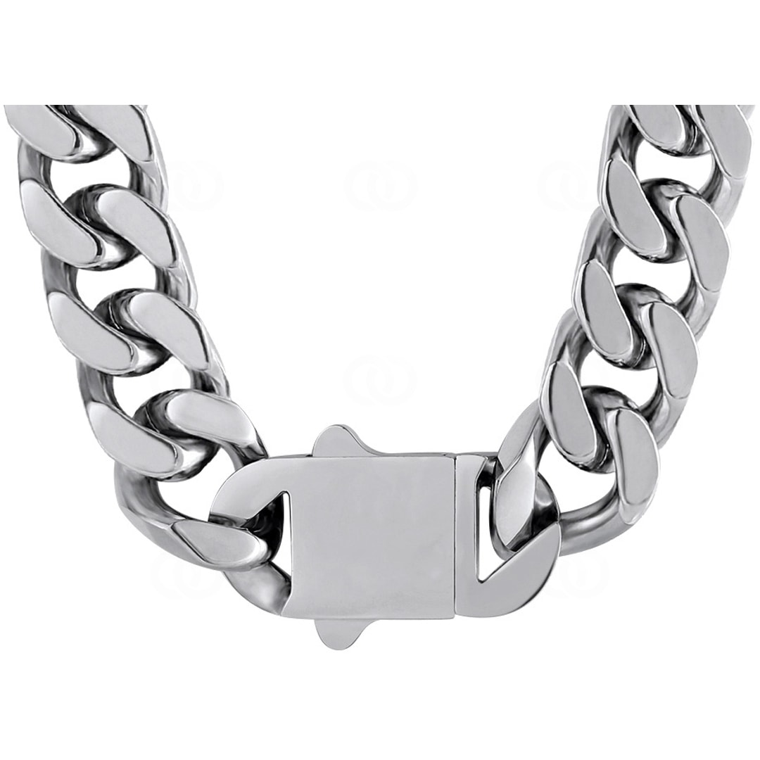 14mm Cuban Link Panzerkette silbrig