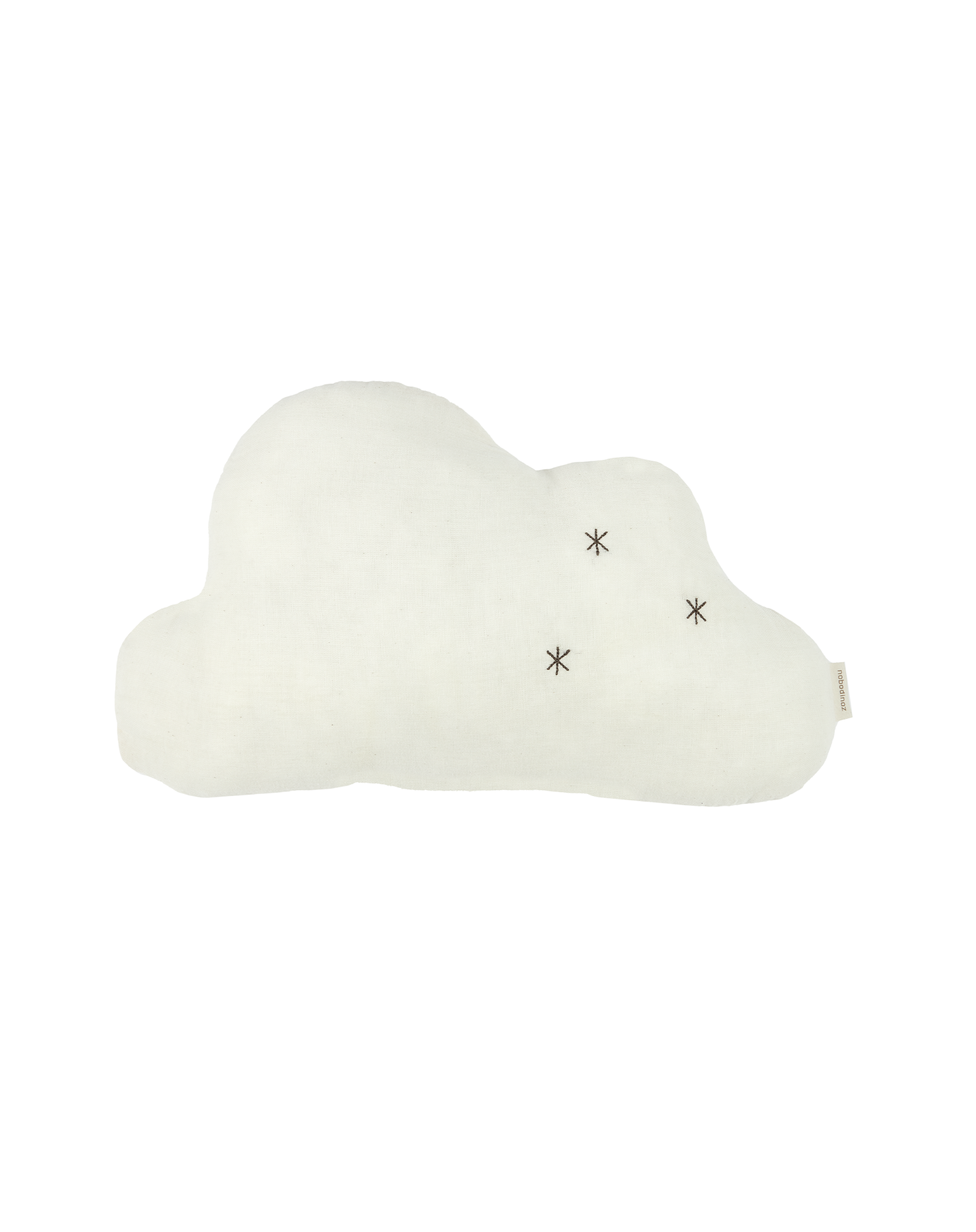 Coussin wabi-sabi nuage brodé en double gaze de coton | Blanc