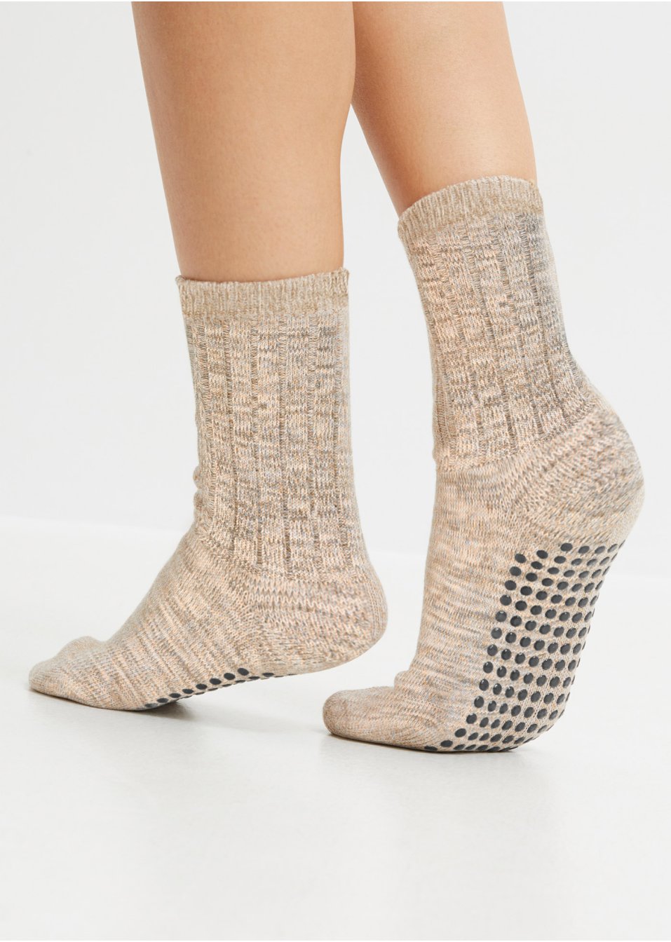Lot de 2 paires de chaussettes d'intérieur avec semelle antidérapante