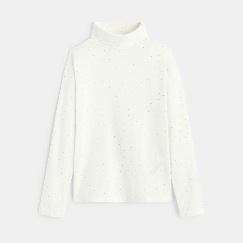 T-shirt col roulé imprimé blanc fille