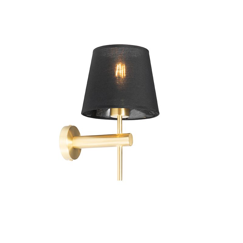 Moderne wandlamp messing met zwart - Pluk