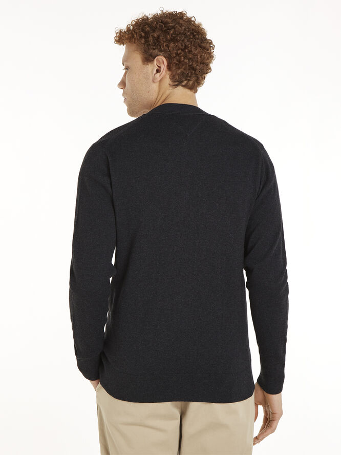 Tommy Hilfiger PIMA ORG CTN CASHMERE CARDIGAN Dark grey heather