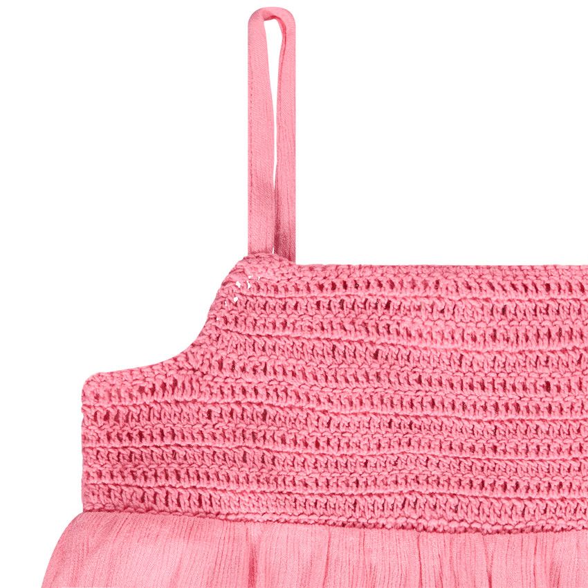 Top uni à bretelles avec buste en crochet pour fille - Multicolore