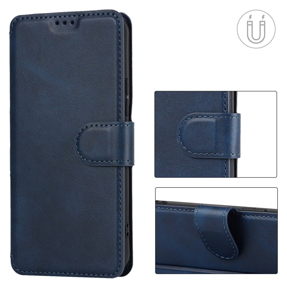 Samsung Galaxy S22 5G Leder Tasche mit Kartenfach im Retro Style - Dunkelblau