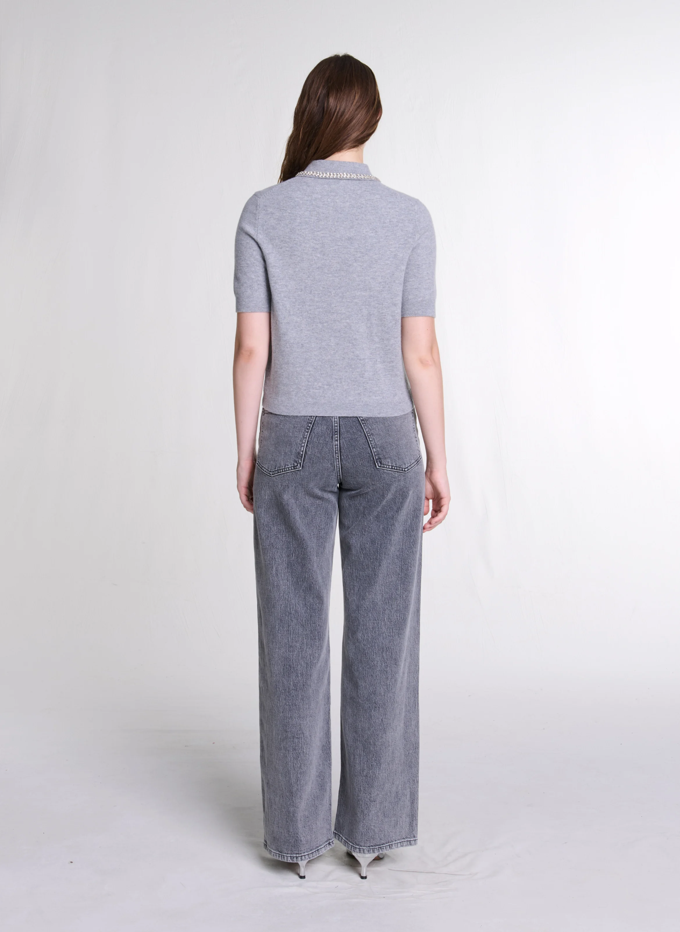 Polo en laine mélangée | Gris