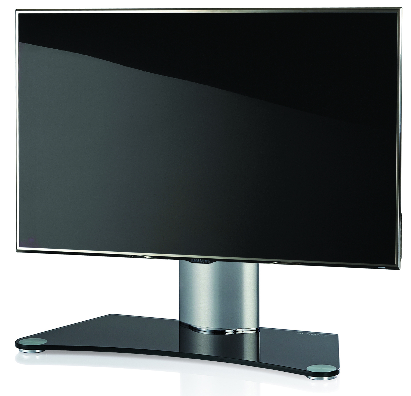 TV--Standfuß WINDOXA MINI - silber - Schwarzglas