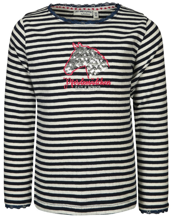 Langarmshirt PFERDEMÄDCHEN gestreift in navy