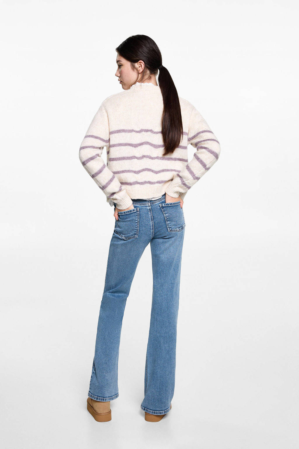 MANGO TEEN flared regular waist flared jeans medium blue denim