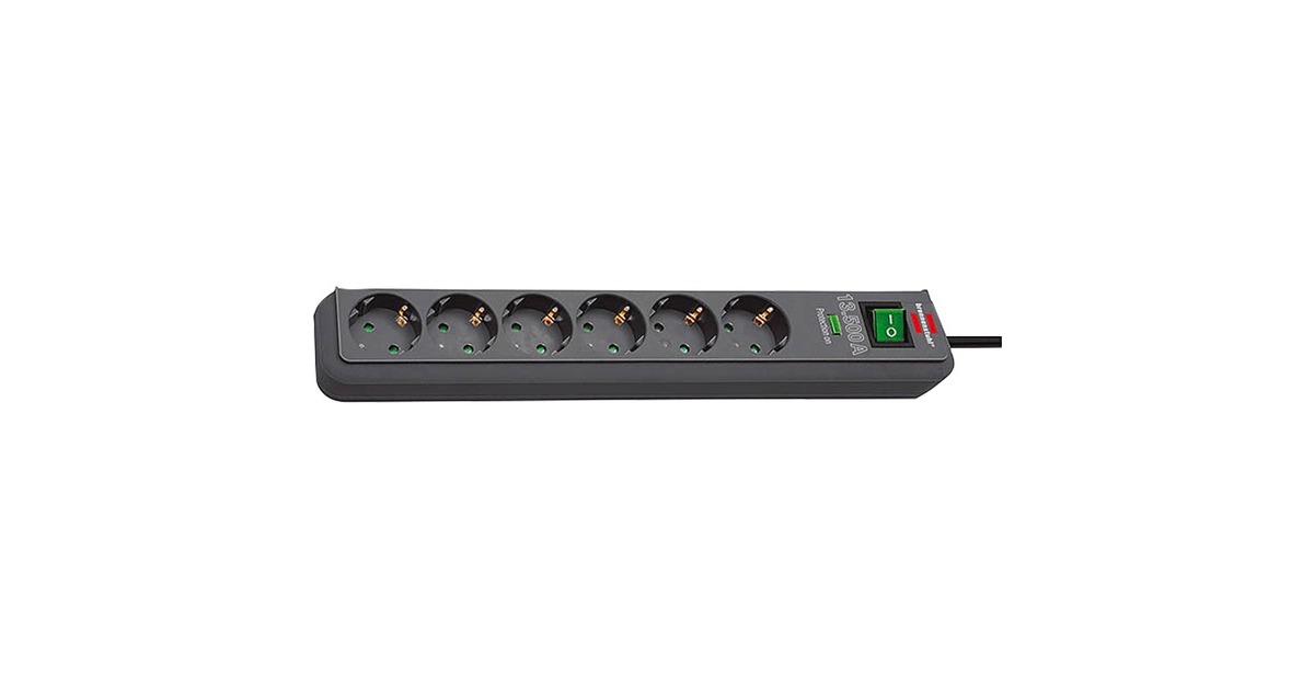 BrennenstuhlEco-Line 13500A +surge protection 6x stekkerdoos  (1159710, voor 6 stekkers)
