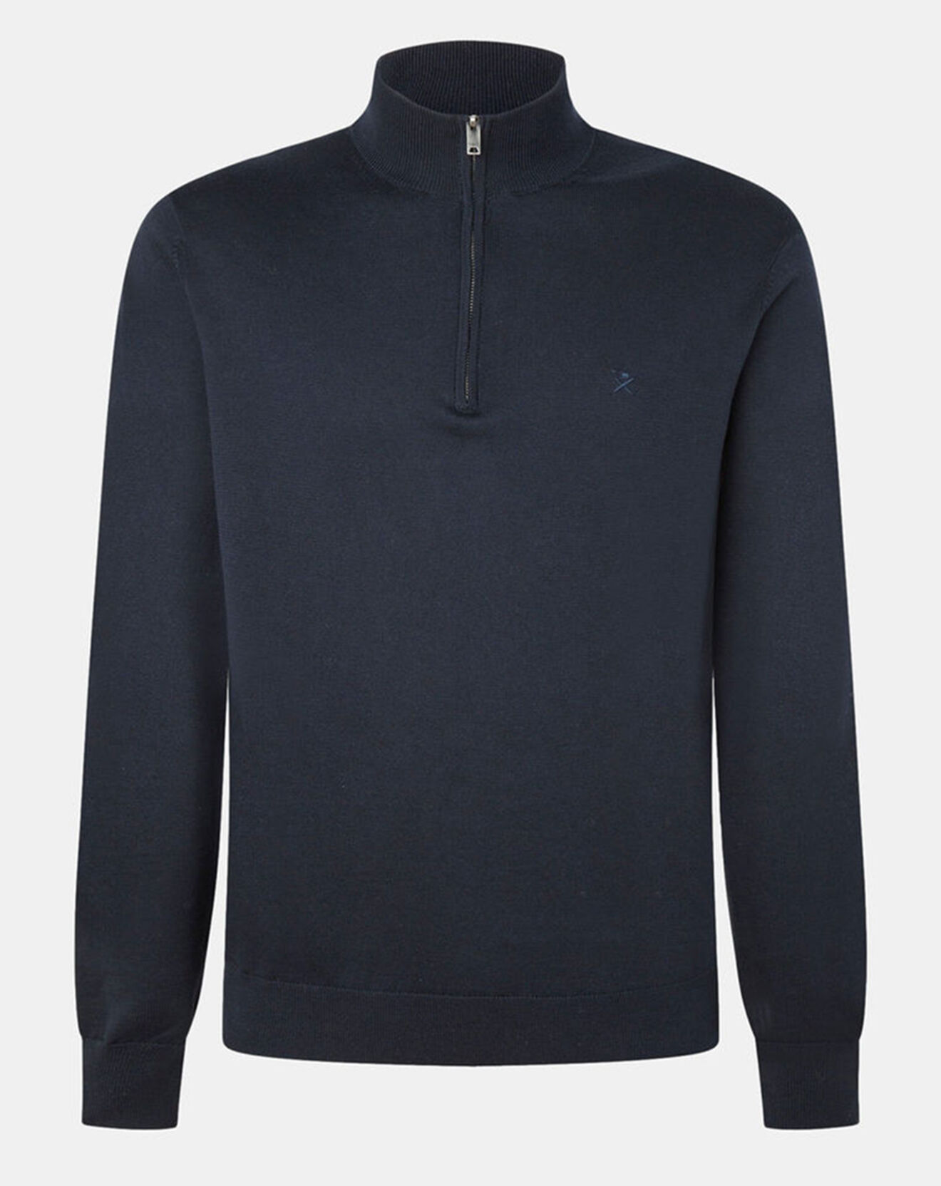 Hackett London Pull en Coton & Soie col camionneur bleu foncé