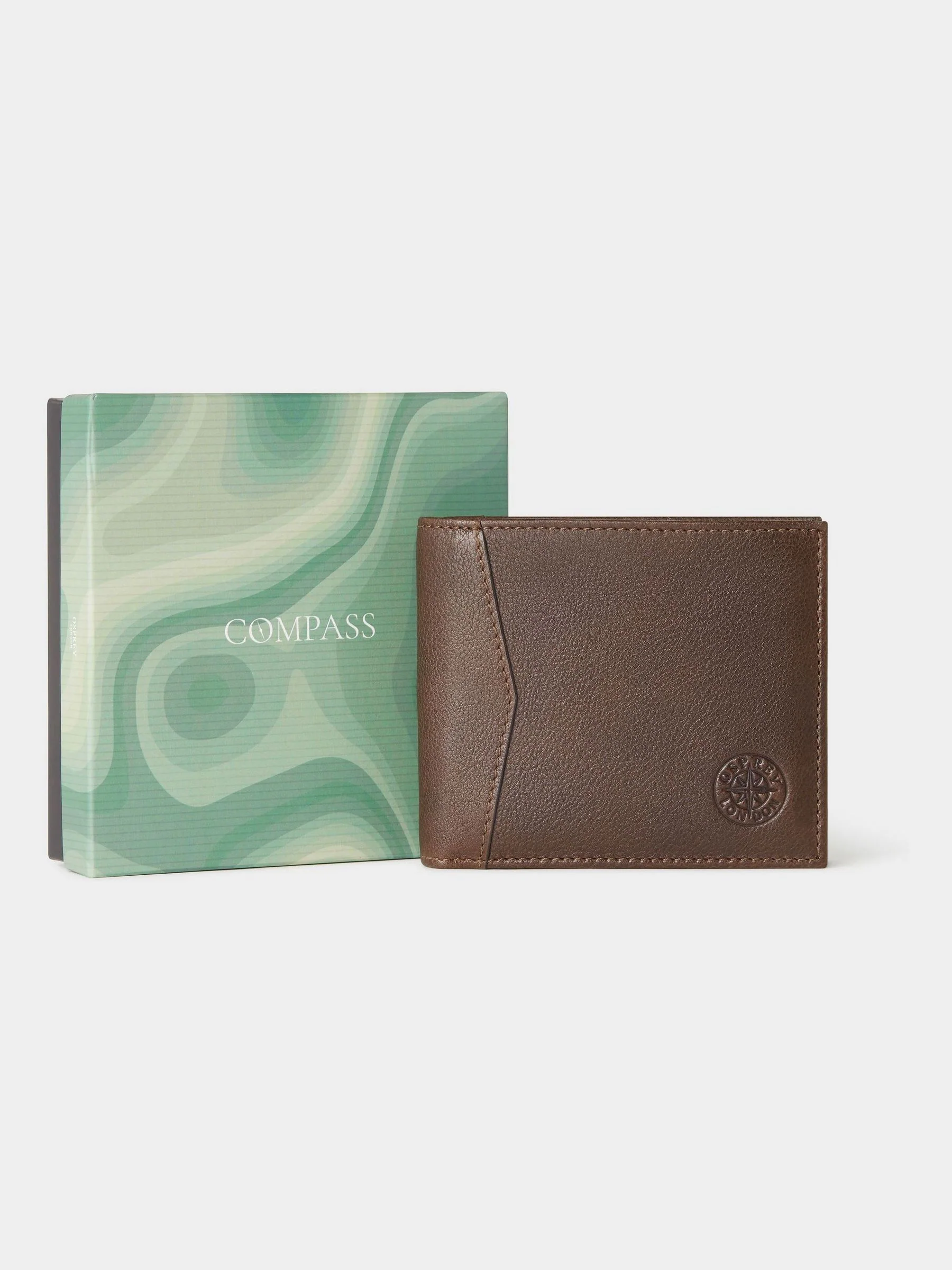 Bruin - Osprey London The Compass leren muntenportemonnee