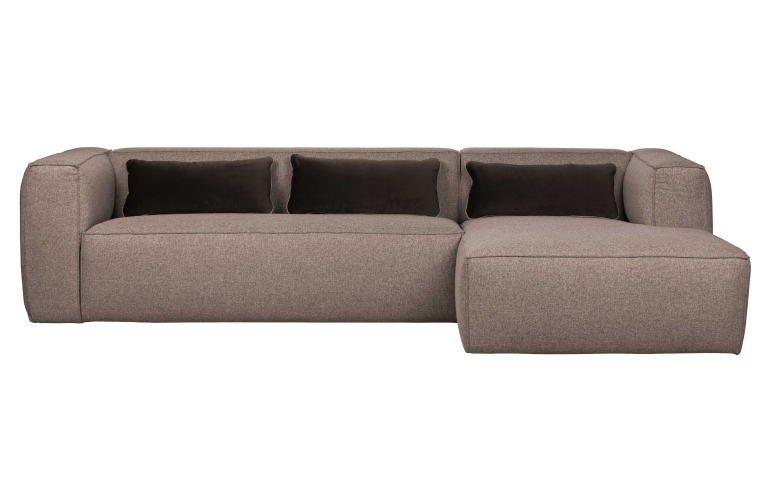 WOOOD Bean bank met chaise longue rechts lichtgrijs gemeleerd