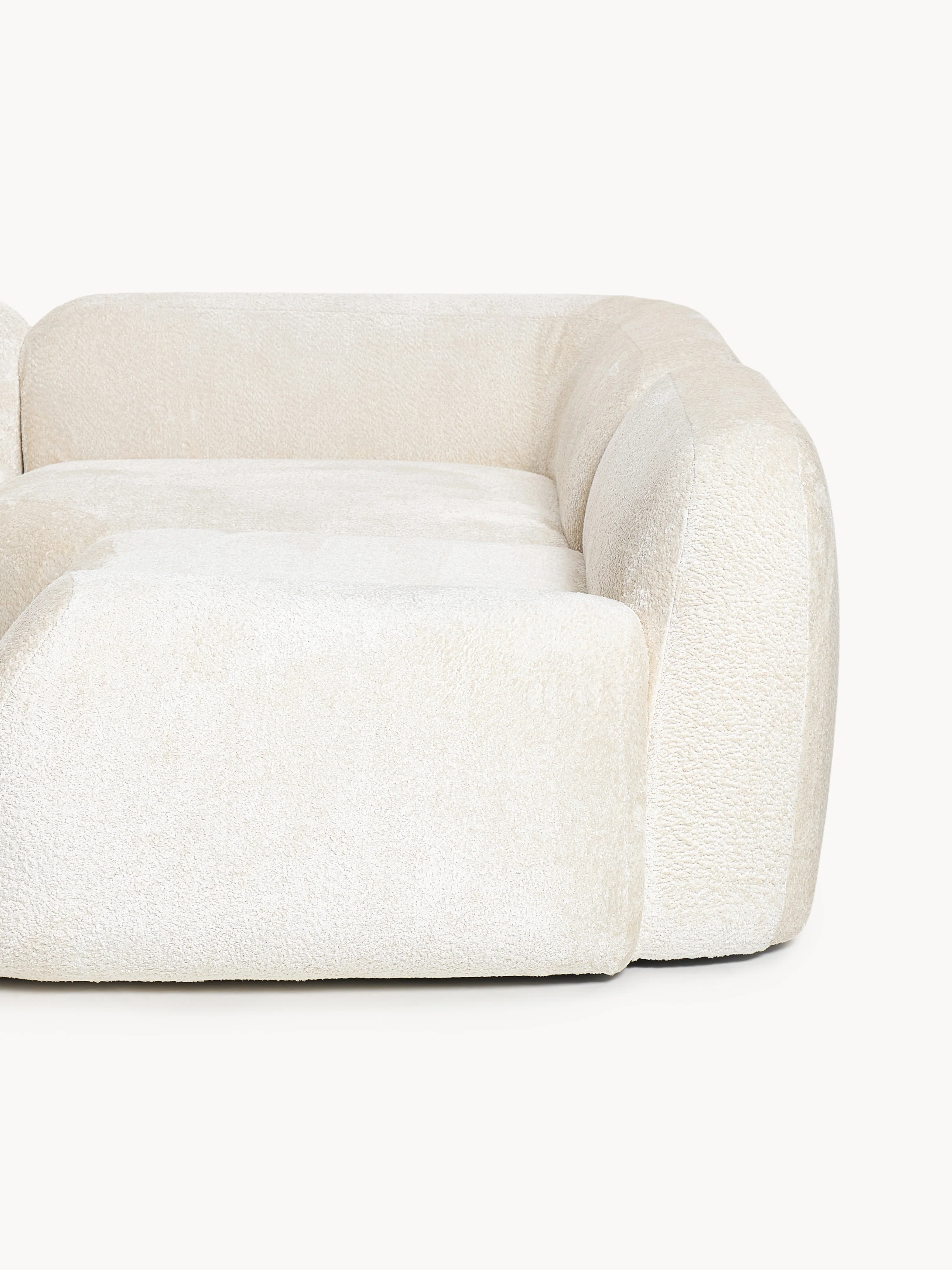 XL modulaire teddy bouclé hoekbank Wolke (4-zits) met chaise longue
